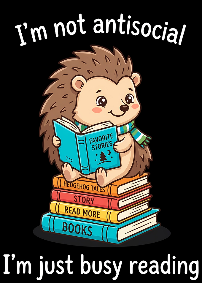 Cute Hedgehog Reading Books