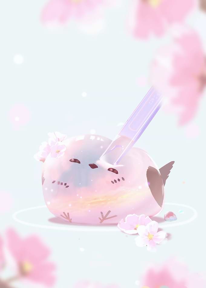 Cute Bird with Cherry Blossoms