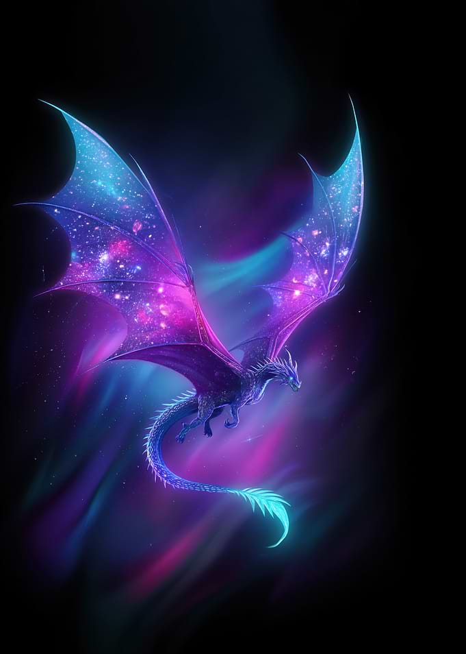 Galaxy Dragon in Cosmic Aurora
