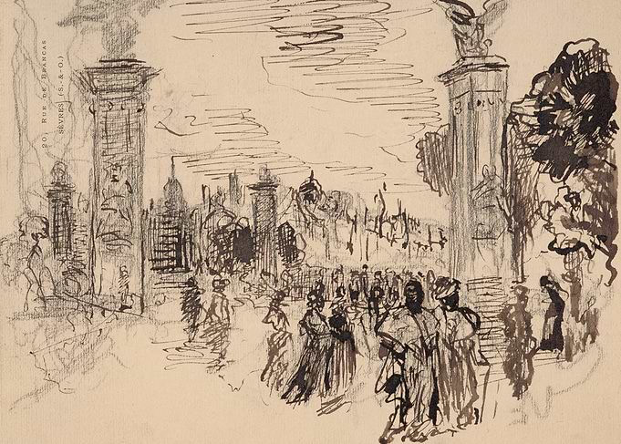 Sketch of a Parisian Street Scene
