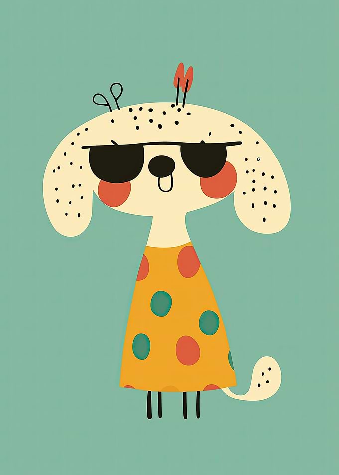 Cute Cartoon Dog Wearing Sunglasses