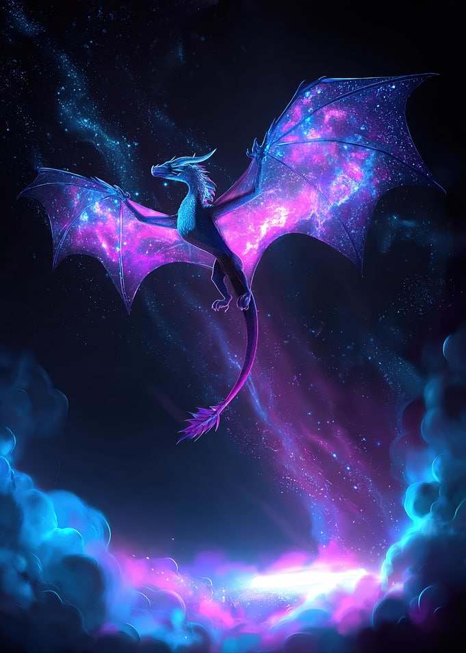 Galaxy Dragon in Cosmic Clouds