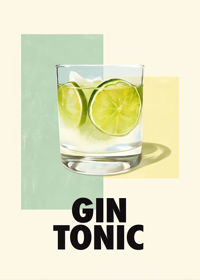 Gin Tonic Cocktail Illustration