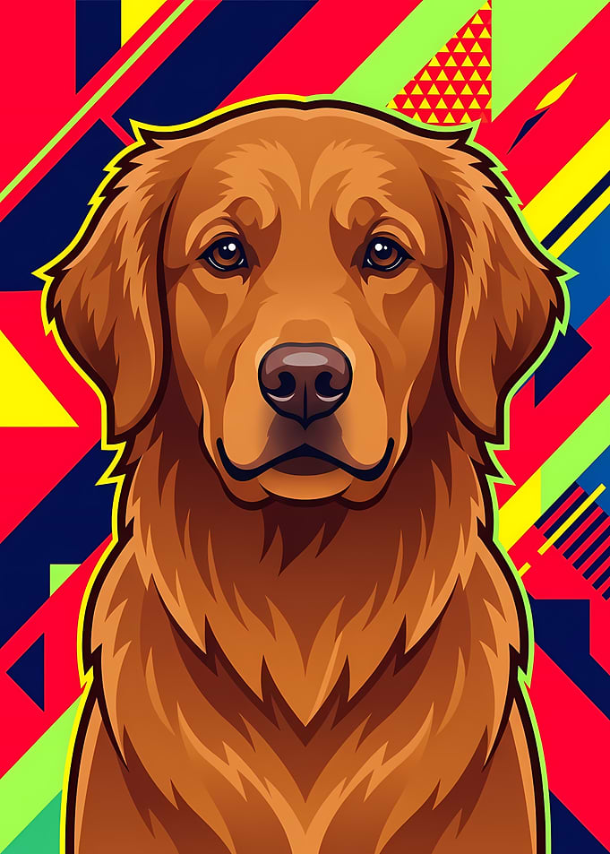 Golden Retriever Portrait with Abstract Background