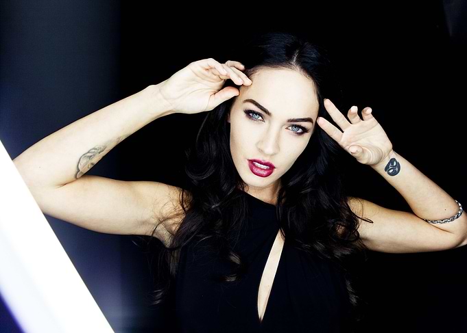 Megan Fox Posing with Dark Background