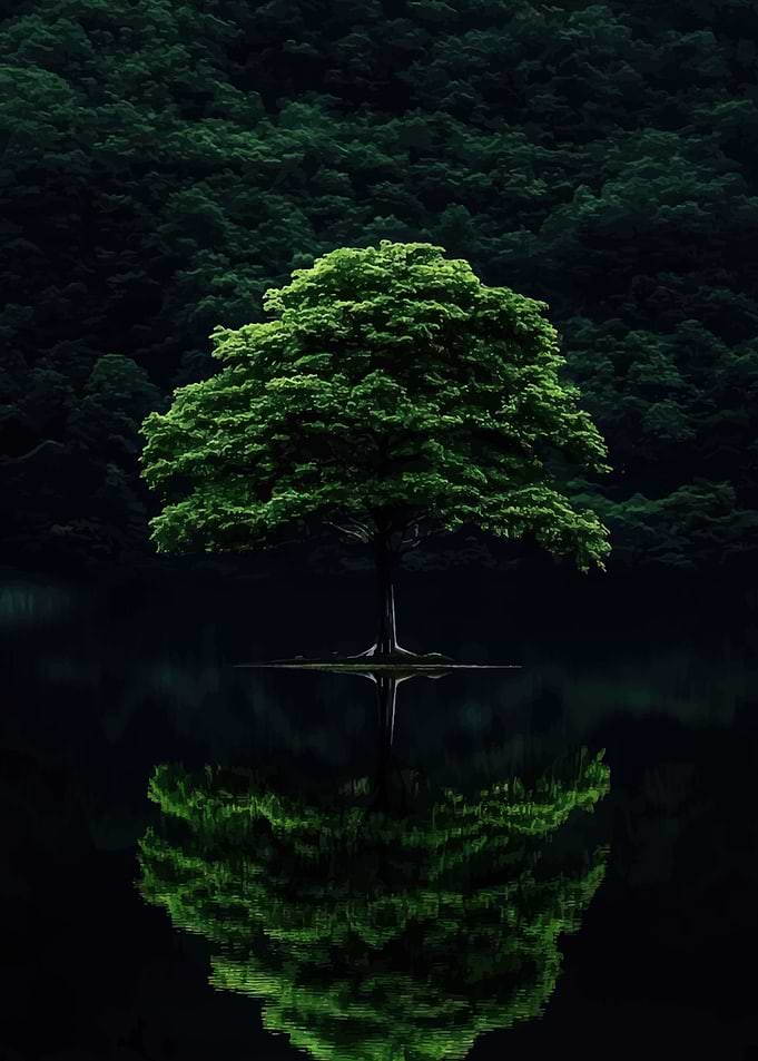 Solitary Tree Reflected in Water