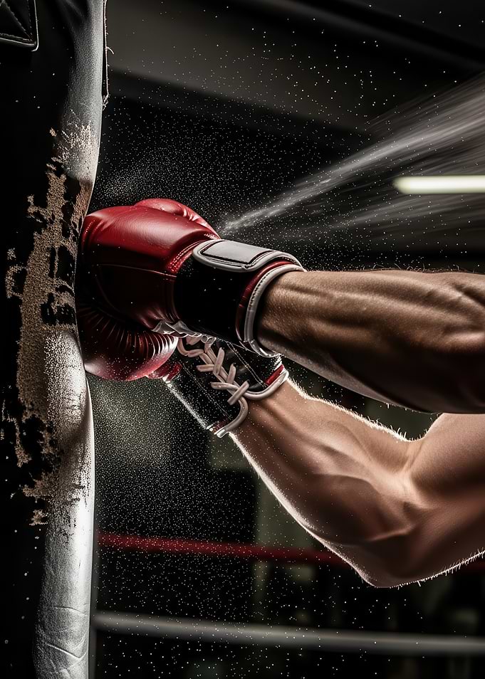 Boxer punching a heavy bag