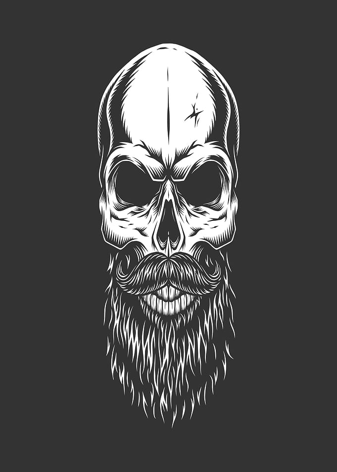 Skull with Beard and Mustache