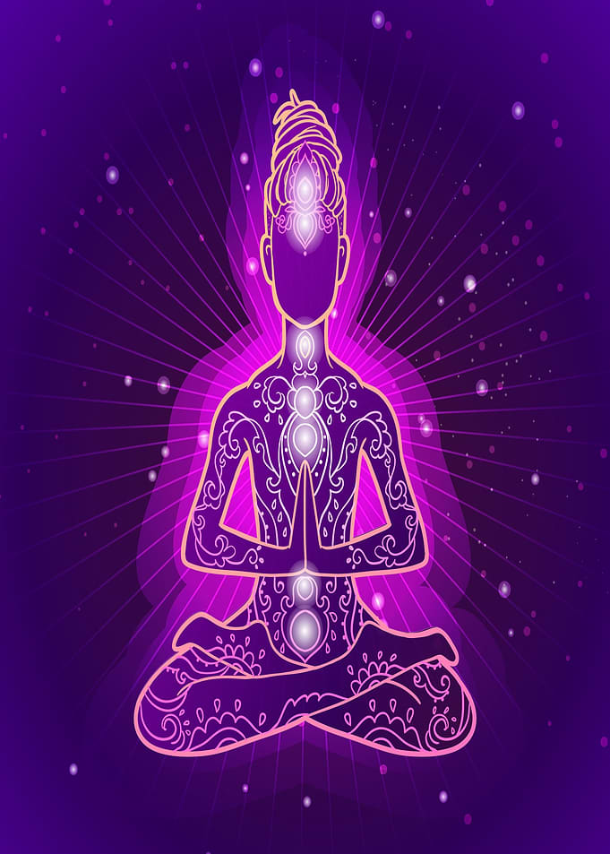 Meditating Figure with Chakras