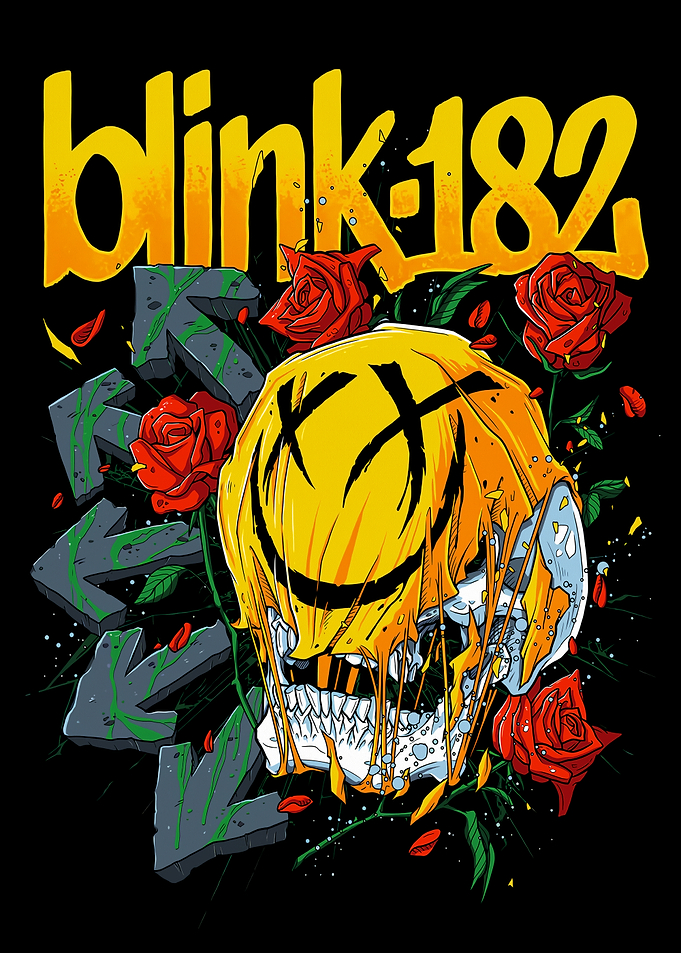 Blink-182 Skull and Roses Art