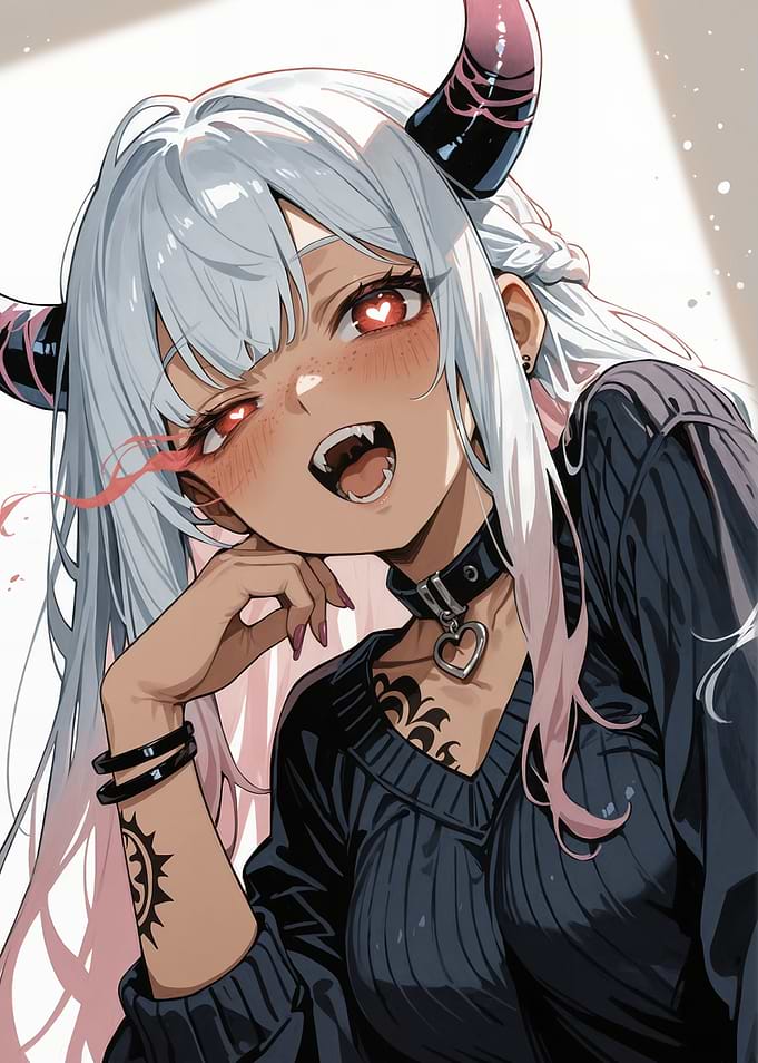 Anime Demon Girl with Horns