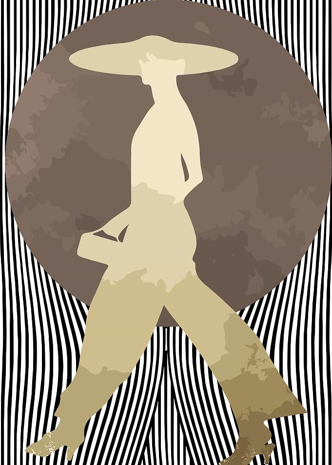 Fashionable Silhouette with Striped Background