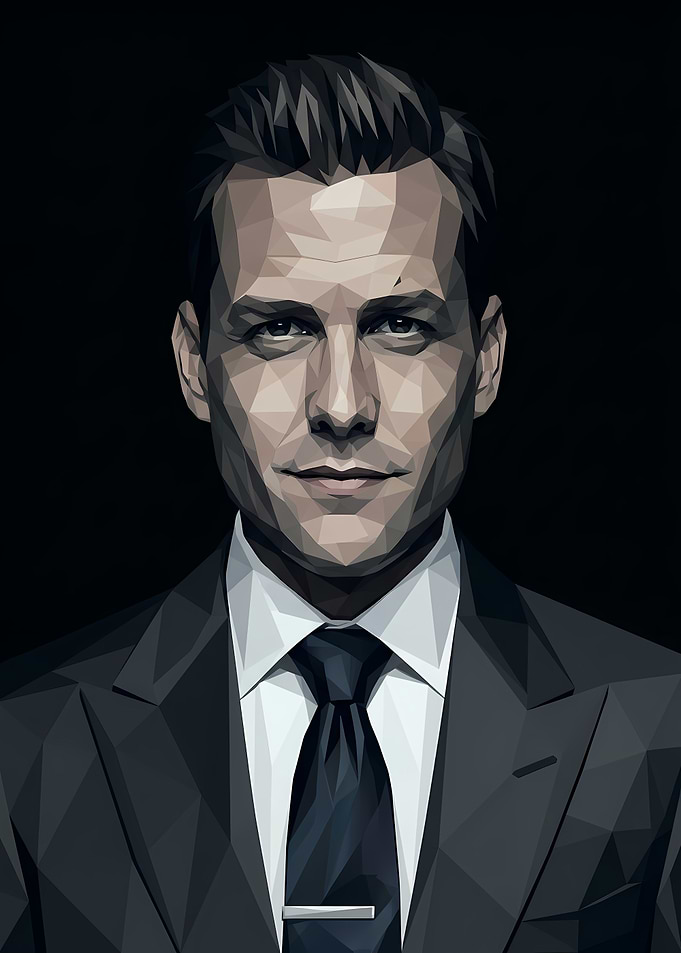 Low Poly Portrait of a Man in a Suit