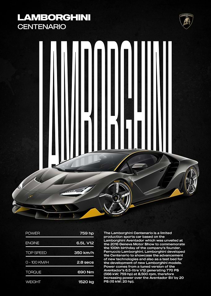 Lamborghini Centenario Poster