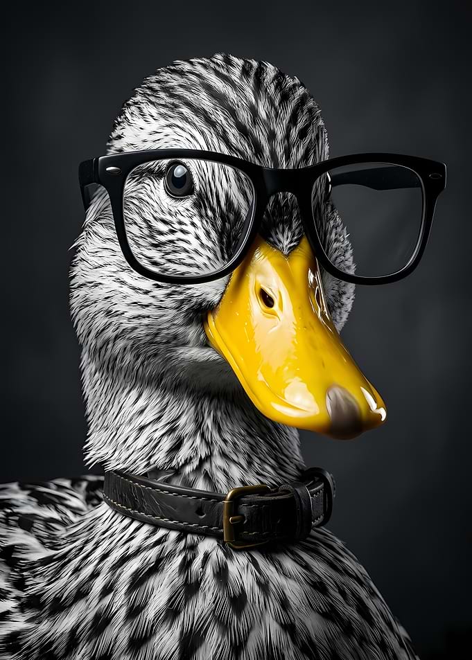 Duck Wearing Glasses and Collar