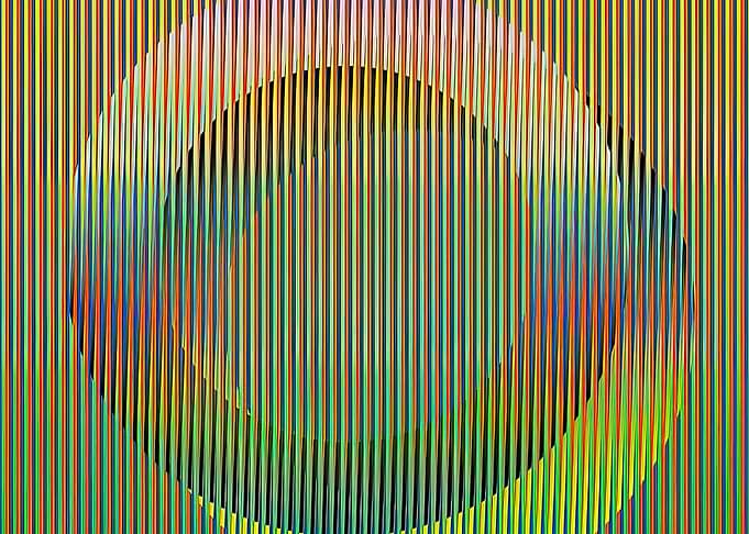Op Art Circle with Vertical Stripes, carlos cruz diez art