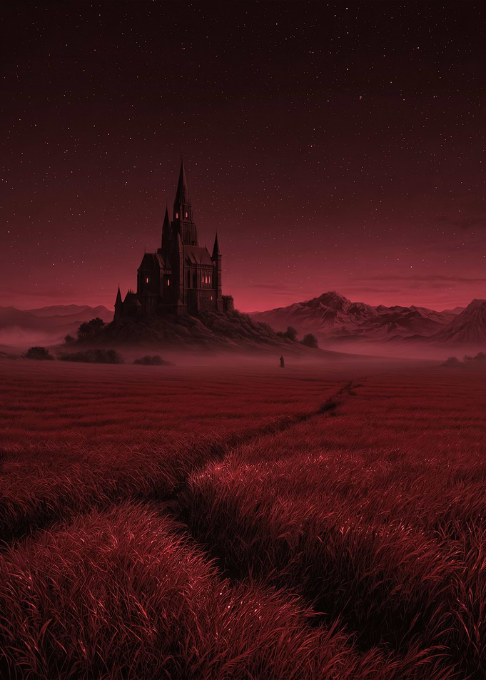 Gothic Castle in a Red Field