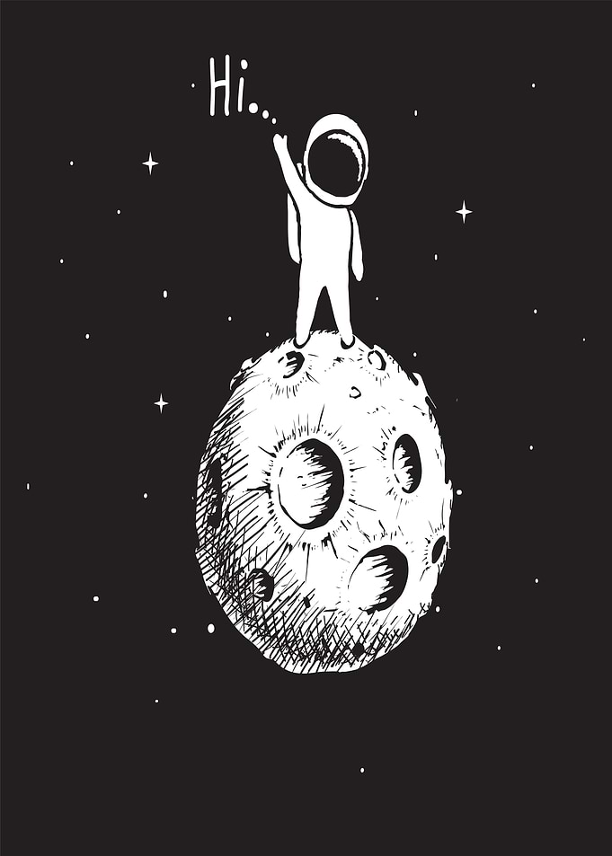 Astronaut on Moon Saying Hi