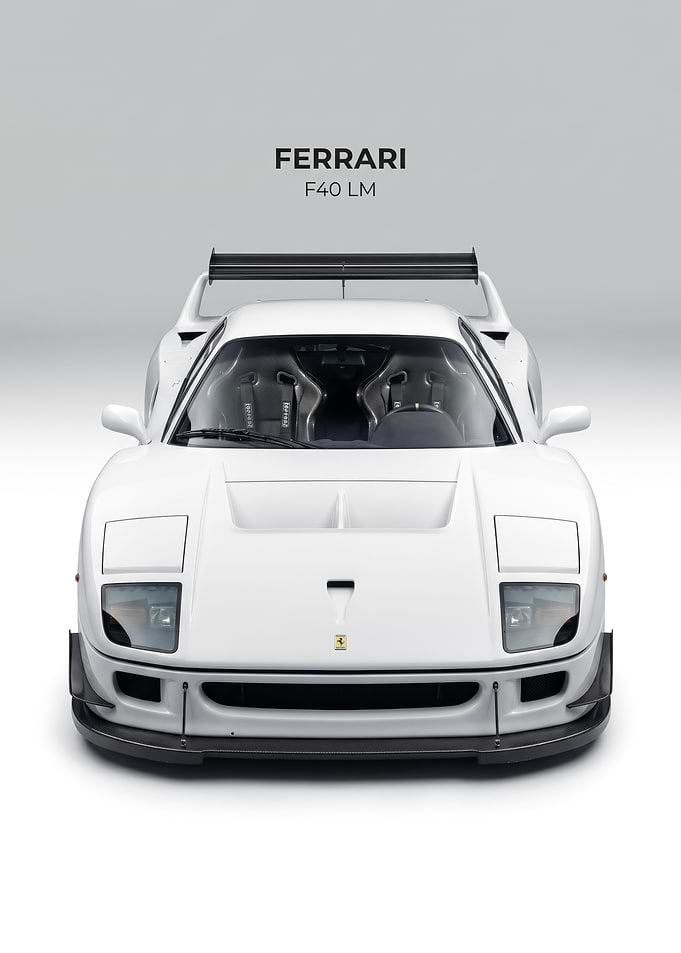 white Ferrari F40 LM poster