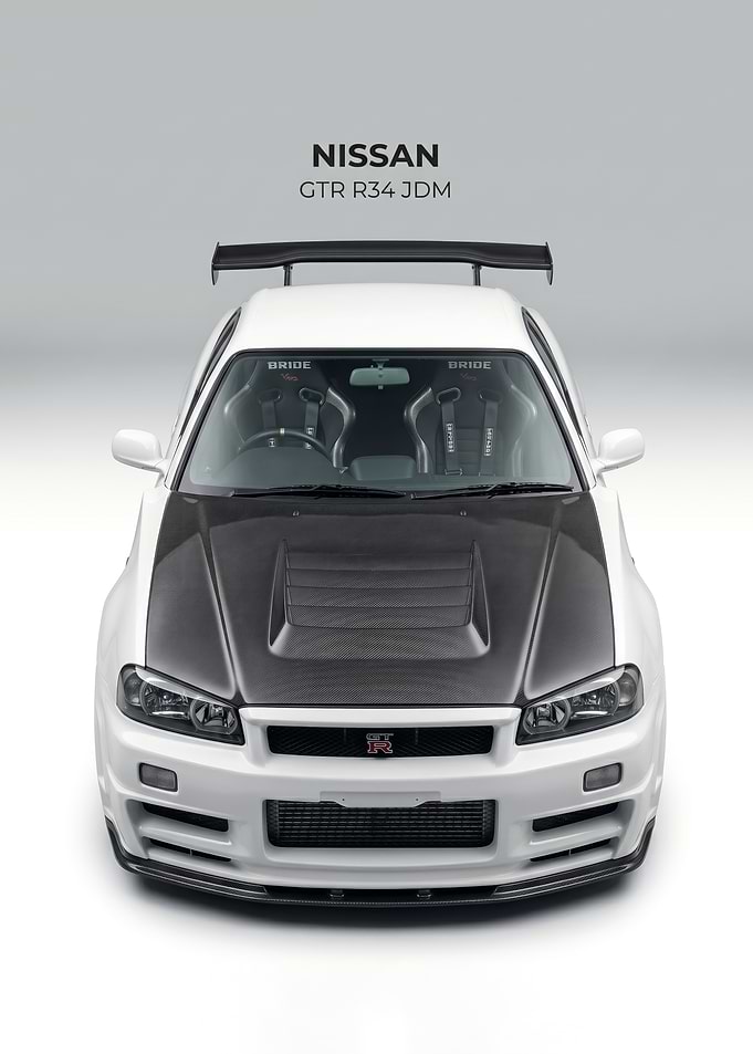 white Nissan GT-R R34 JDM
