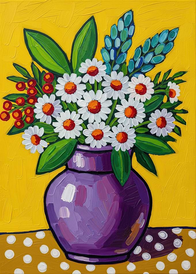 Vibrant Floral Arrangement in Purple Vase