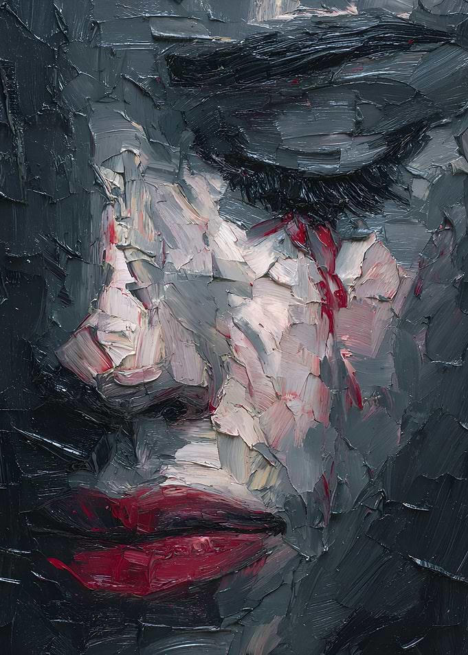 Impressionistic Portrait of a Crying Face