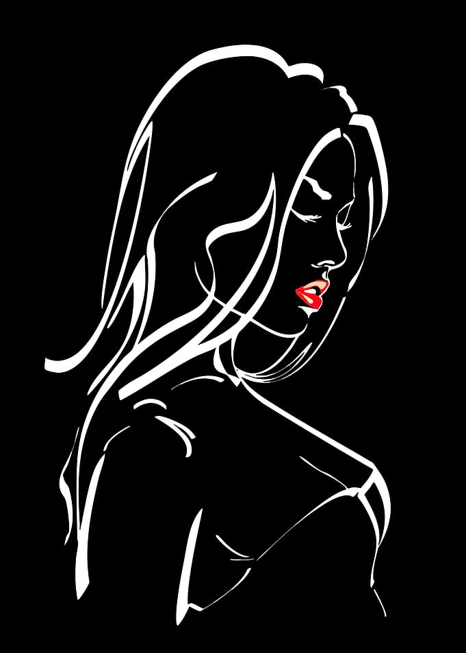 Stylized Woman with Red Lips