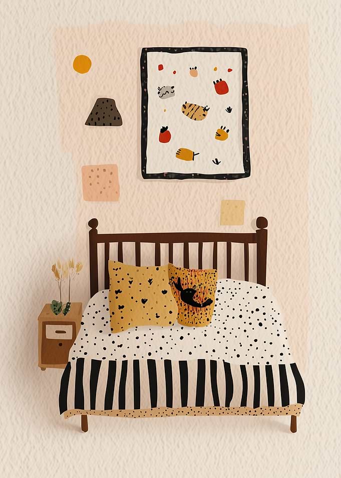 Cozy Bedroom with Whimsical Art