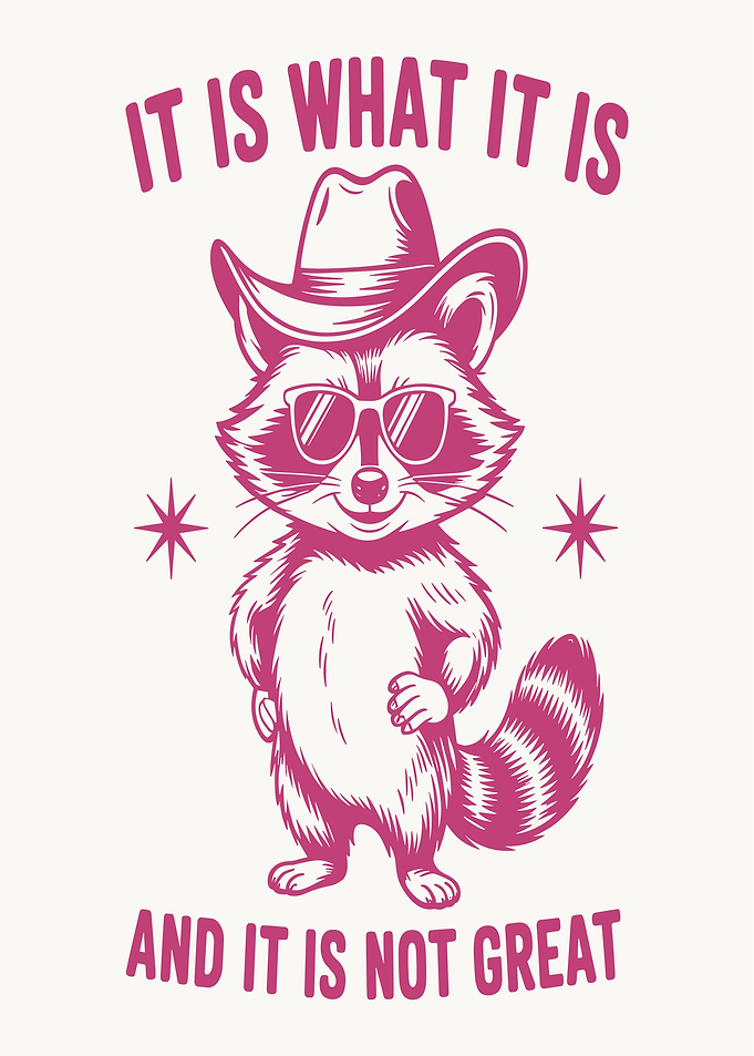 Raccoon in Cowboy Hat and Sunglasses