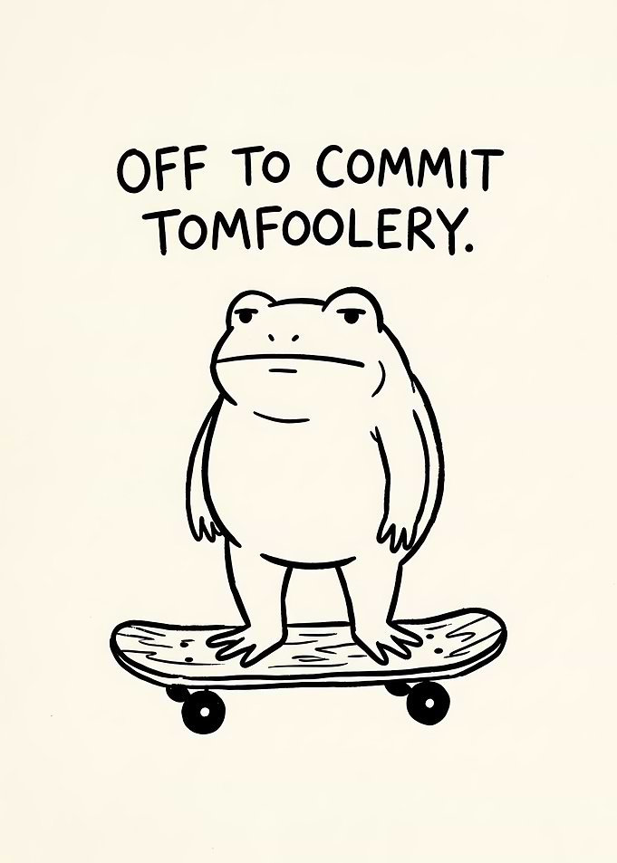 Frog on Skateboard Committing Tomfoolery