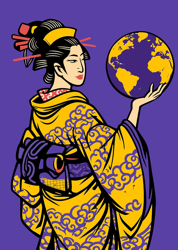 Geisha Holding the Earth