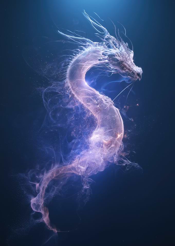 Ethereal Dragon in Deep Blue