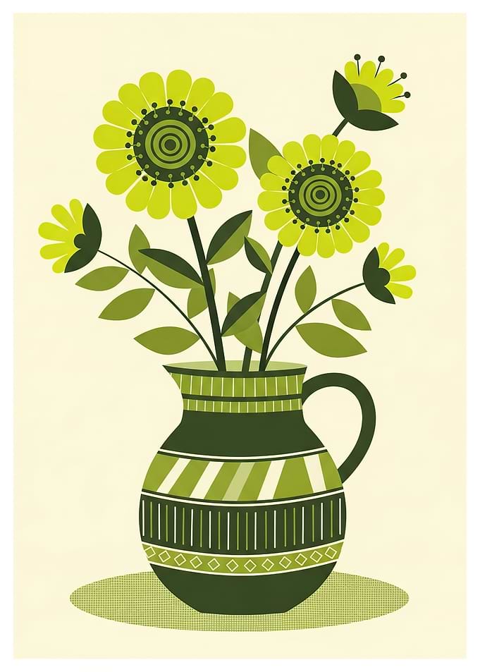 Retro Floral Arrangement in a Pitcher