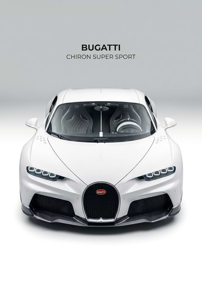 white Bugatti Chiron Super Sport poster