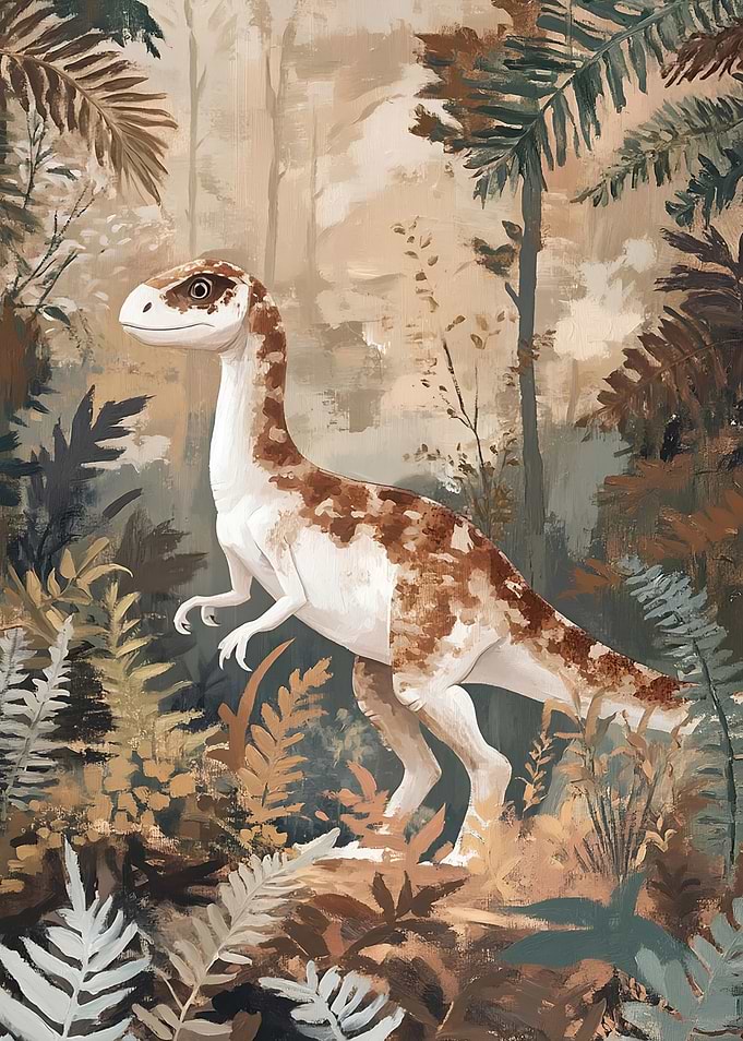 Dinosaur in a Lush Forest