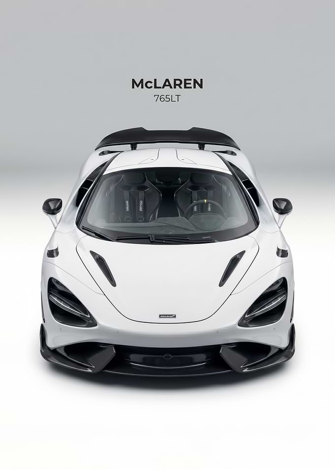 white McLaren 765LT Front View