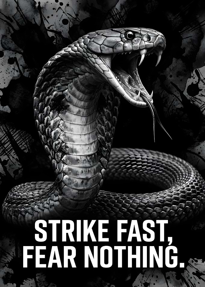 Aggressive Cobra with Motivational Text