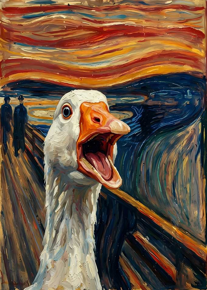 Goose Screaming in The Scream Painting