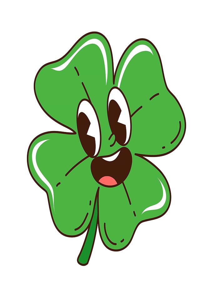 Happy Cartoon Four-Leaf Clover