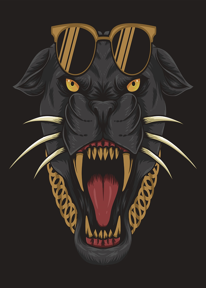 Cool Black Panther with Sunglasses and Gold Chain