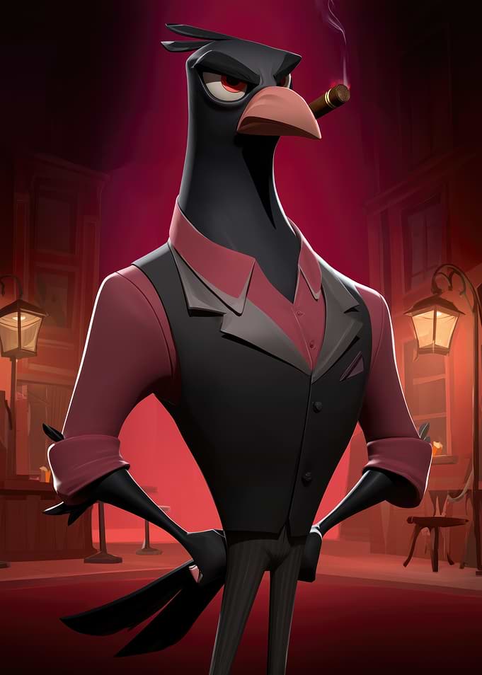 Crime Boss Crow with Cigar