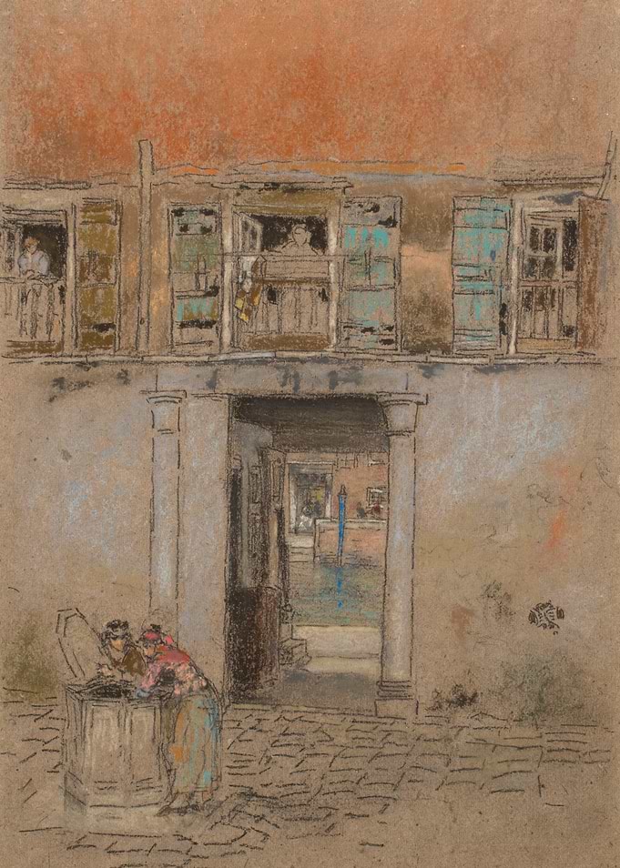 Venetian Courtyard Scene with Figures