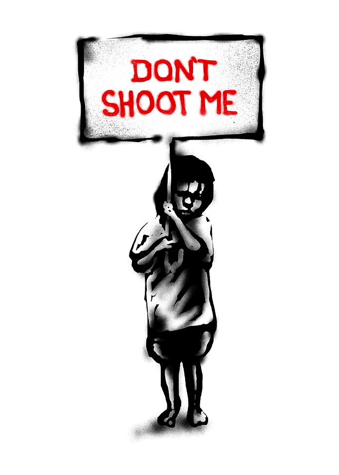 Child Holding 'Don't Shoot Me' Sign