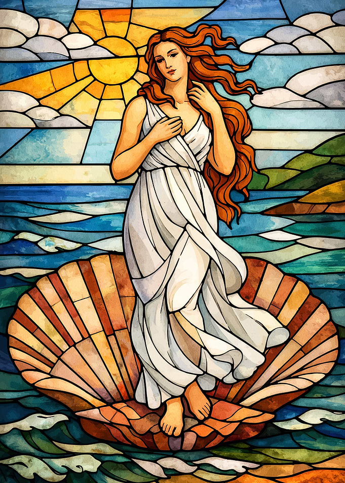 Stained Glass Birth of Venus