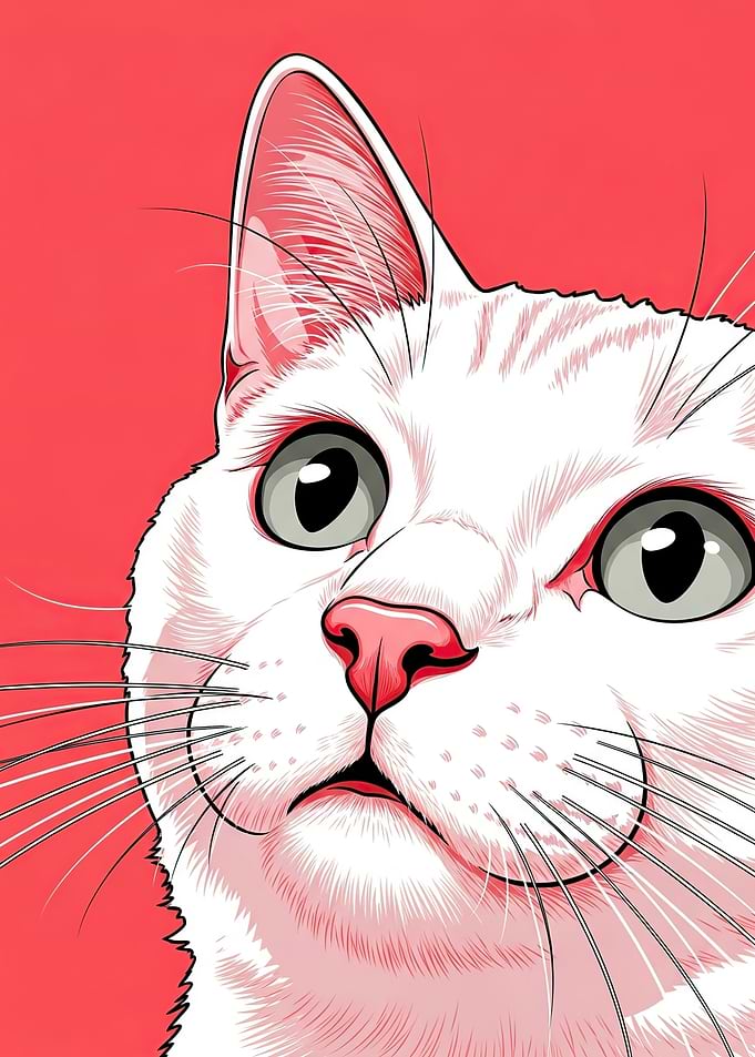 Close-up of a white cat's face