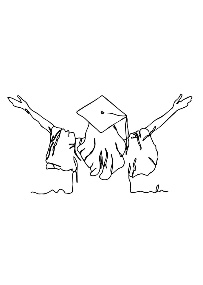 Graduation Celebration Line Art