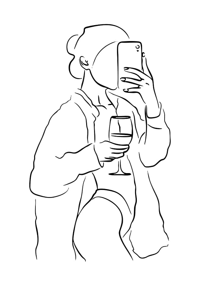 Woman taking a selfie with wine