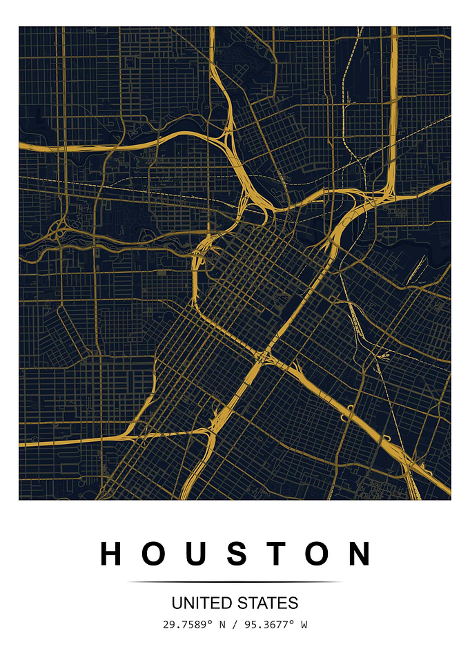Houston City Map Poster