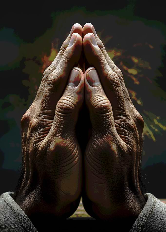 Praying Hands in Dramatic Light