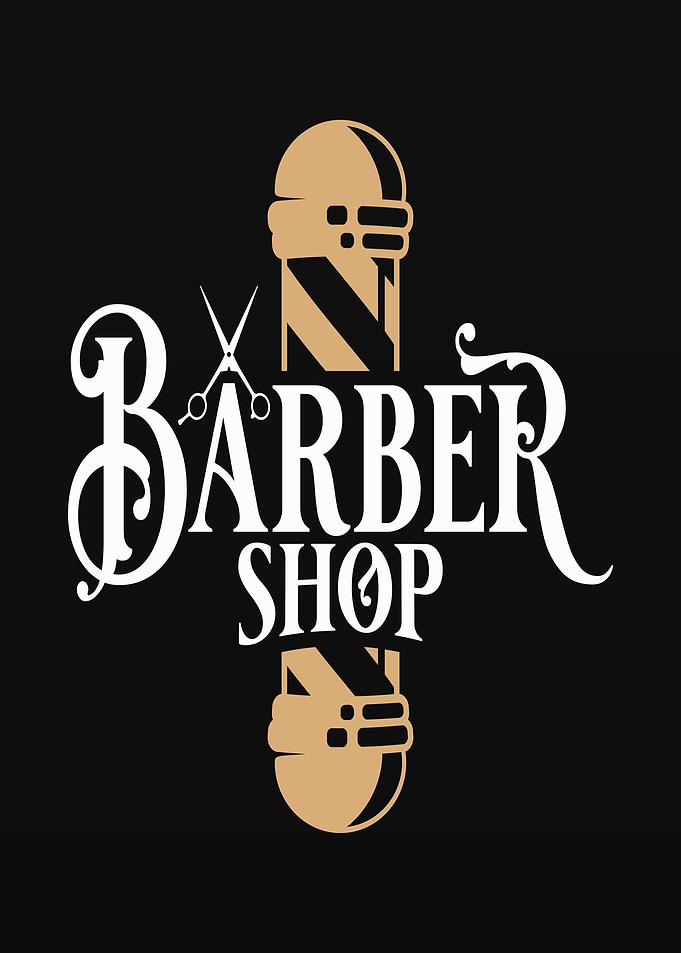 Barber Shop Logo with Pole and Scissors